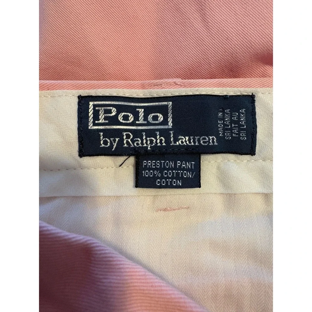 Polo Ralph Lauren Preston Pant Pink Cotton Chino Flat Front Men Size‎ 34x31.5